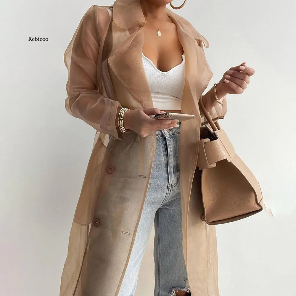 Tops transparentes para exteriores a la moda para mujer