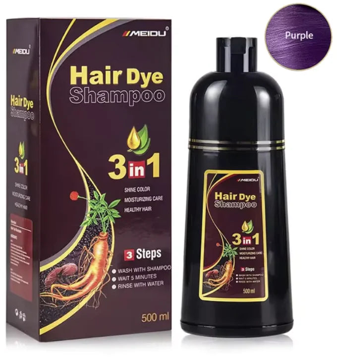 3-in-1 Natural Hair Dye Shampoo - Quick & Easy Gray Coverage, Cleanses & Nourishes