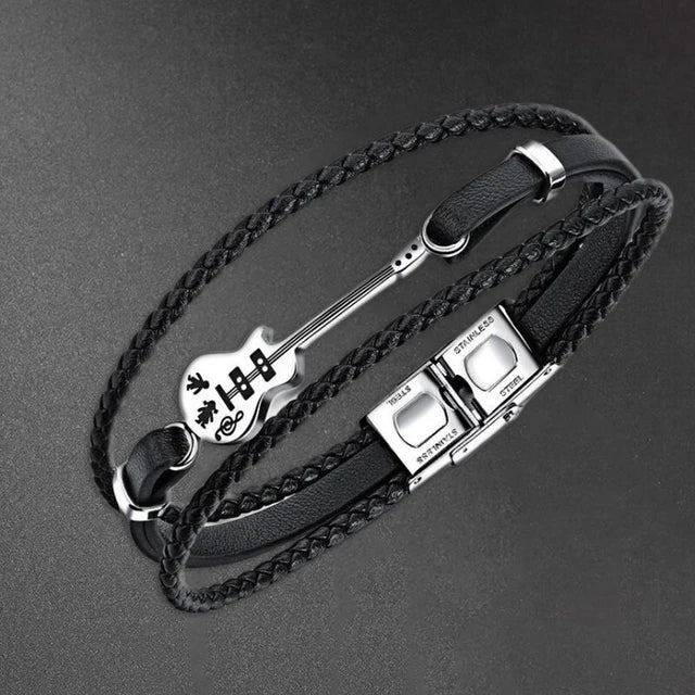 Pulsera clásica de cuero multicapa tejida a mano