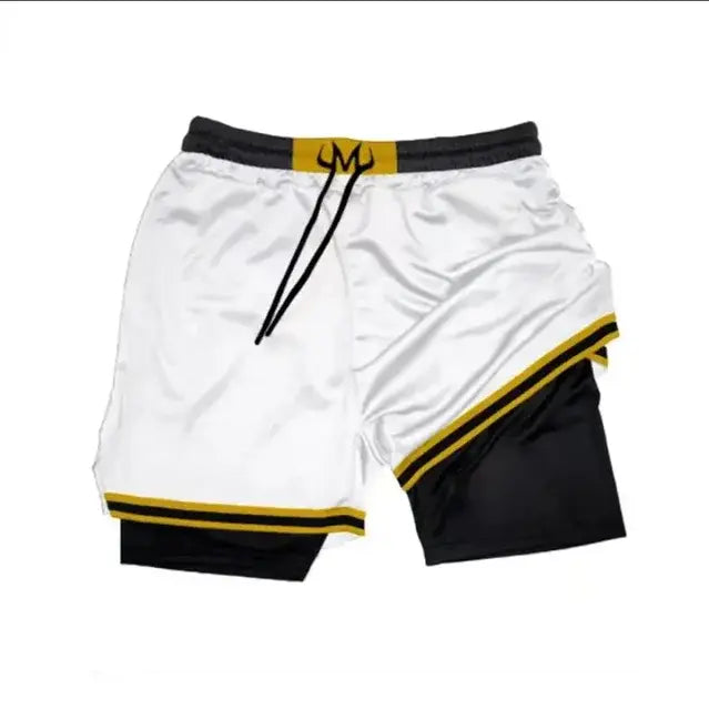 Pantalones cortos de anime de doble capa para hombre para deportes de verano