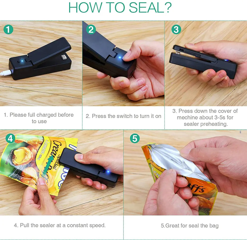 Sellador de bolsas al vacío portátil
