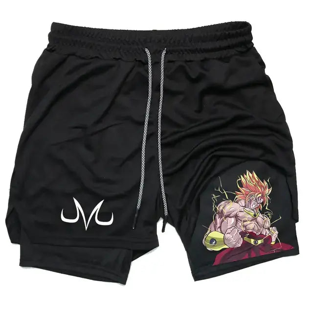 Pantalones cortos de anime para correr y fitness para hombre