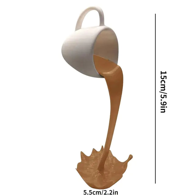 Estatuas de resina Taza de café flotante Escultura artística Cocina Hogar