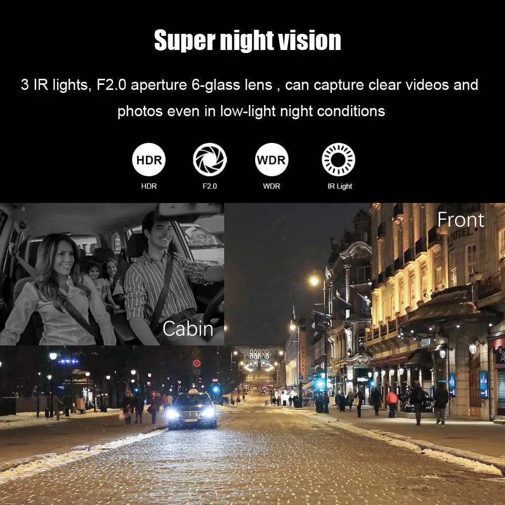 Grabadora de vídeo para coche de 2 lentes