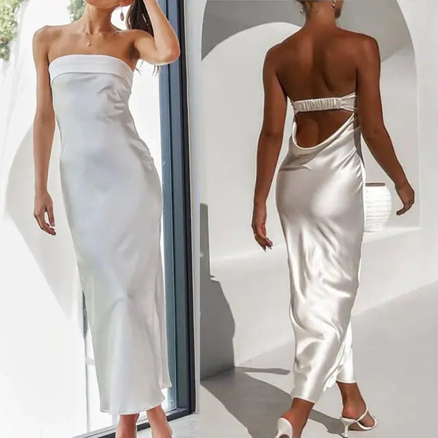 Vestido de noche sexy de satén Giyu