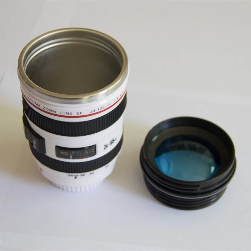 Tazas con forma de lente de cámara