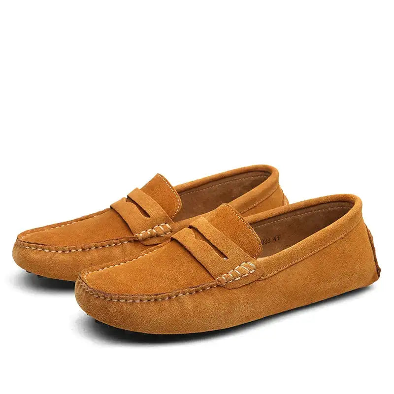 Mocasines de cuero, zapatos casuales sin cordones para conducir