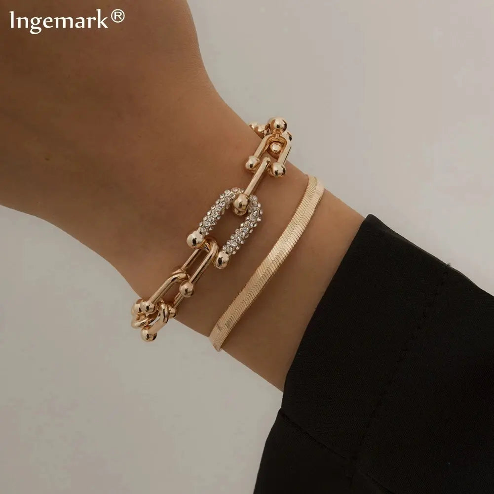 Pulsera con dije de cadena de circonitas de cristal