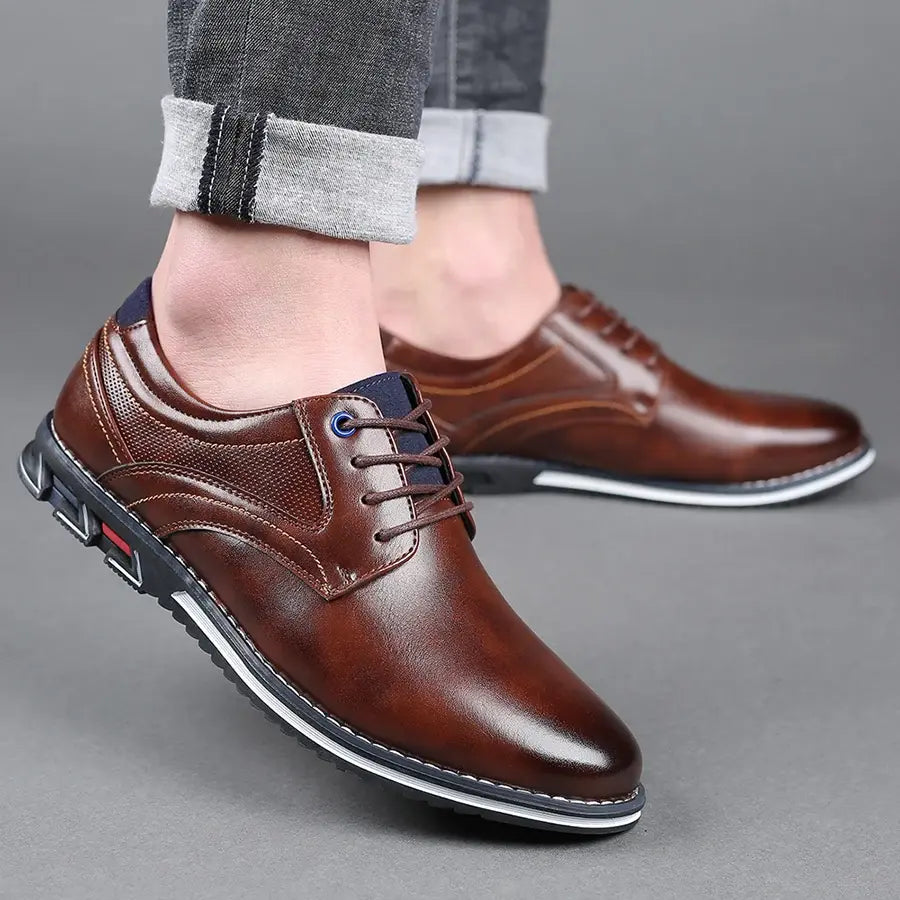 Zapatos retro para hombre, zapatos de cuero de marca de negocios