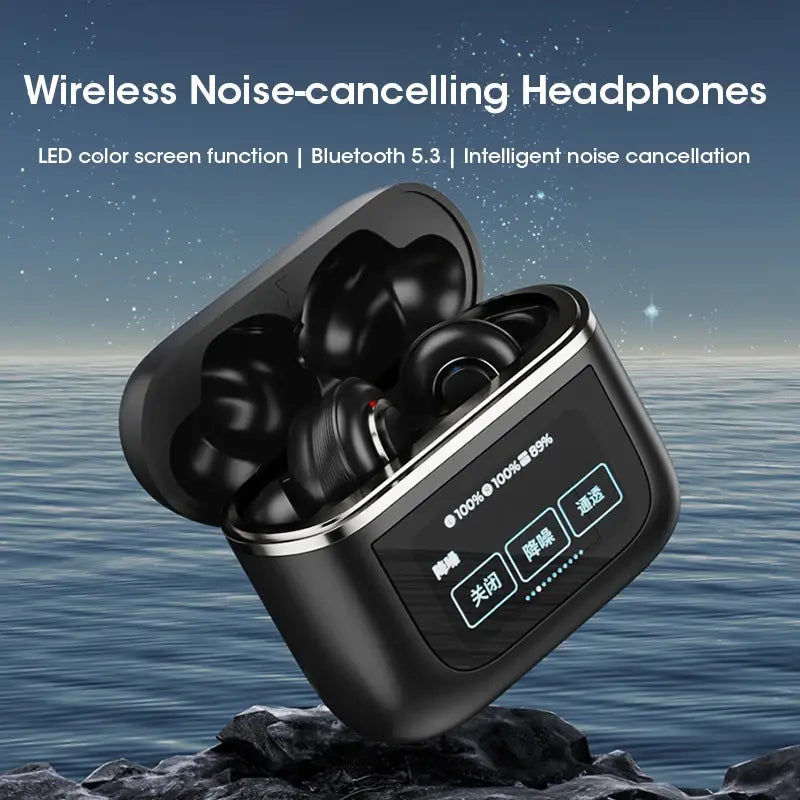 Auriculares inalámbricos con cancelación activa de ruido y pantalla táctil LED