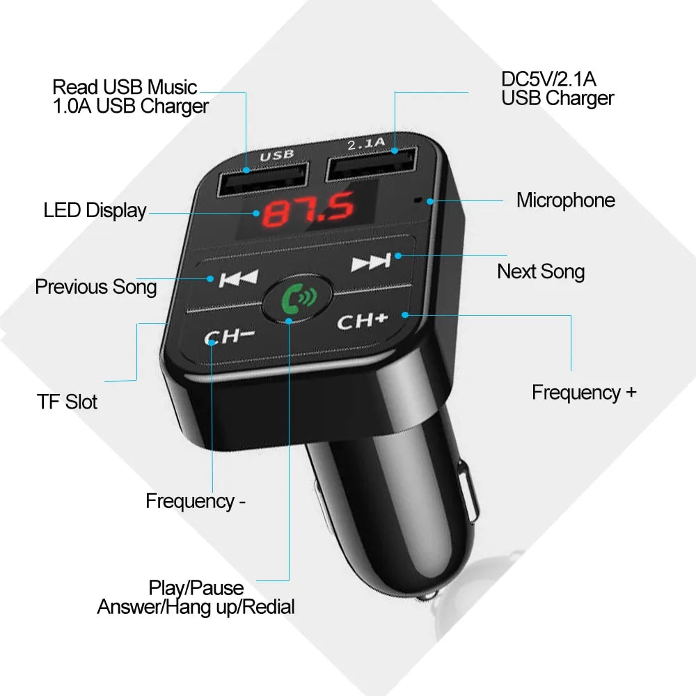 Adaptador inalámbrico para transmisor FM Bluetooth 5.0 para coche