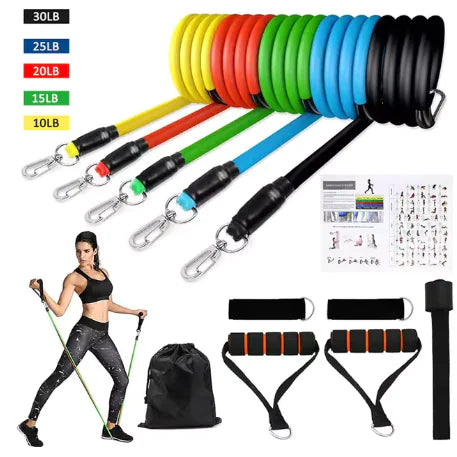 Portable Pilates Bar Kit with Resistance Bands & Ab Roller