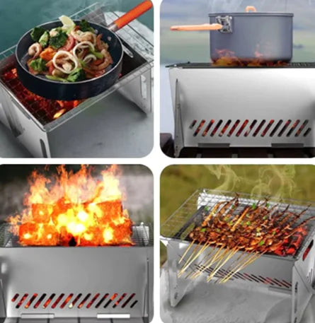 Parrilla de acero inoxidable plegable para exteriores