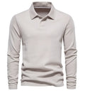 Camisa informal de color liso con solapa y manga larga para hombre