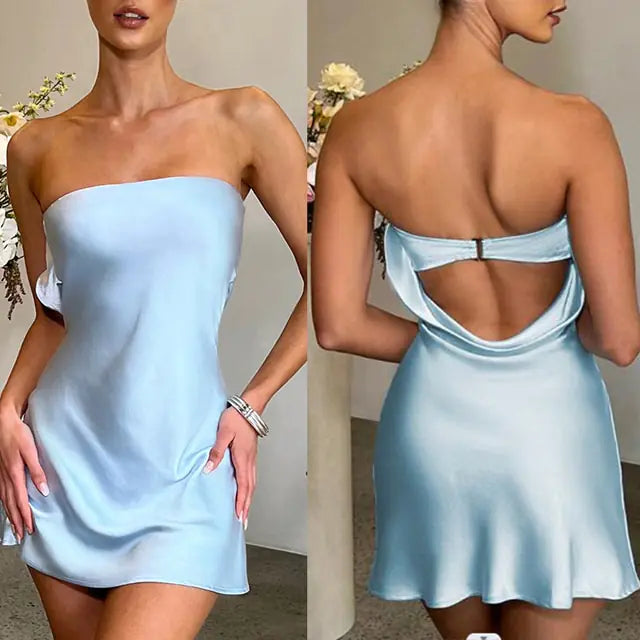 Vestido de noche sexy de satén Giyu