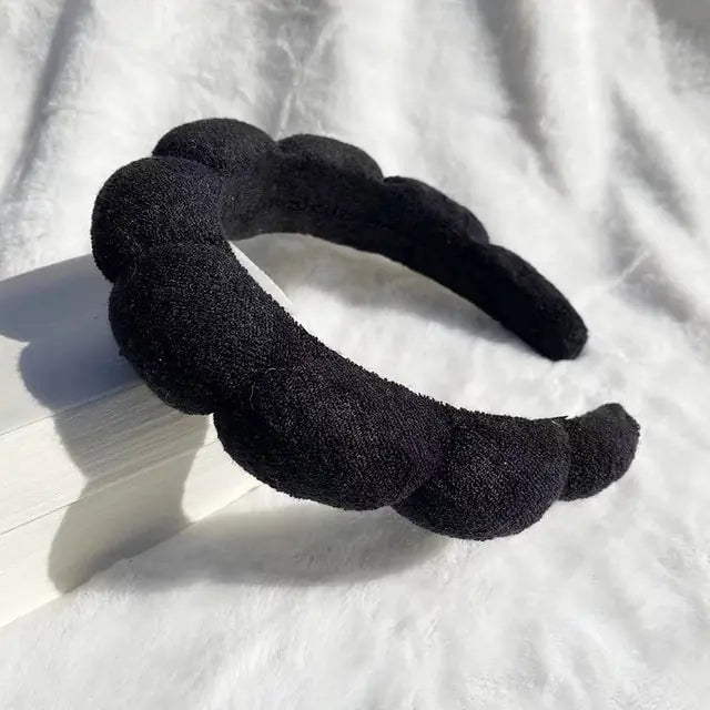 Diadema de tela de rizo con burbujas de maquillaje de spa