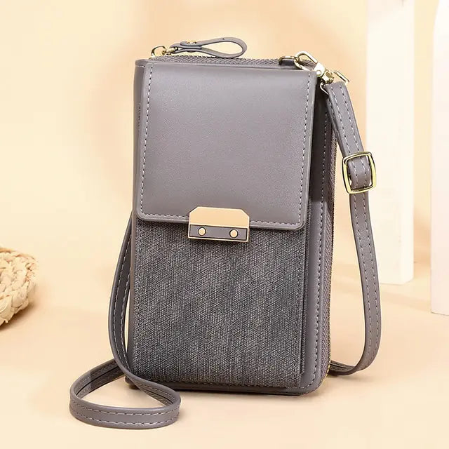 Bolso bandolera tipo cartera de piel sintética para mujer