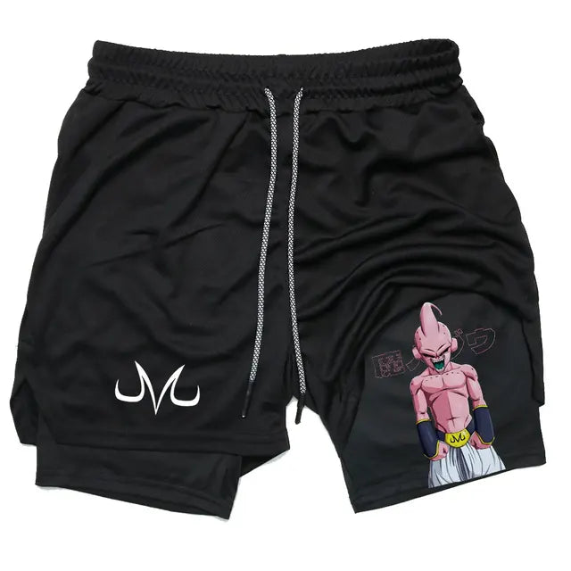 Pantalones cortos de anime para correr y fitness para hombre