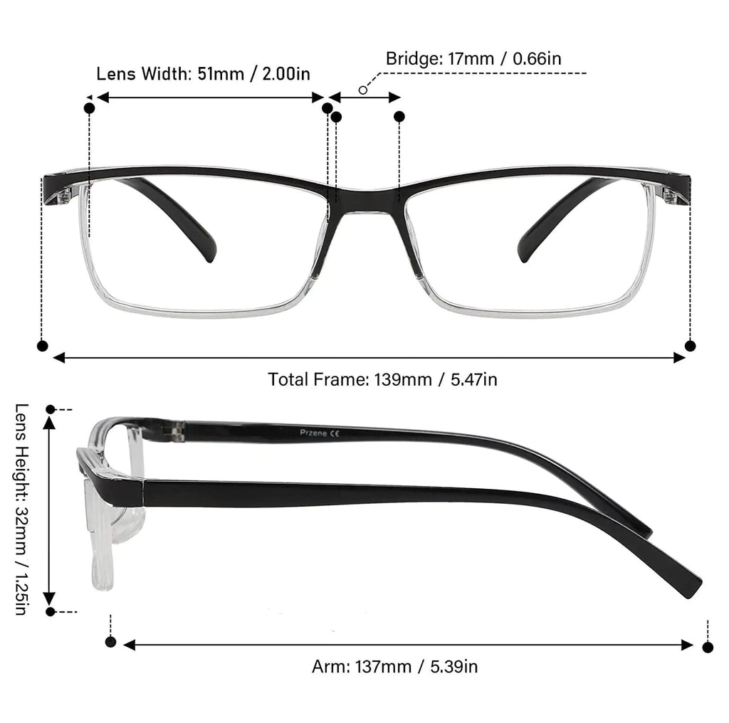 Paquete de 4 pares de gafas de lectura unisex con montura cuadrada y bisagra de resorte para hombre y mujer