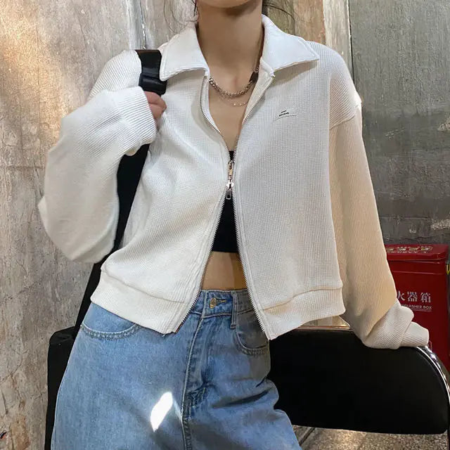 Chaquetas cortas de estilo urbano con cremallera para mujer