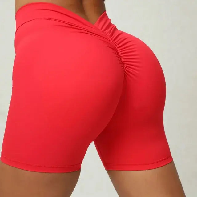 Pantalones cortos de yoga con espalda en V para mujer
