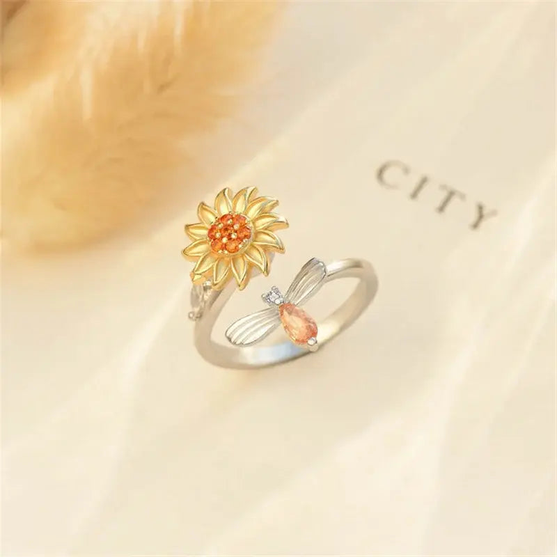 Regalos de anillos antiestrés con forma de abeja y girasol