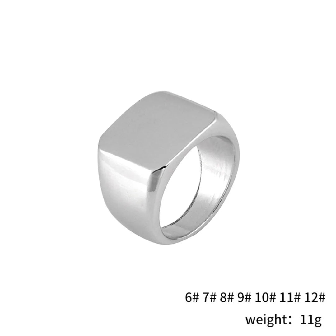 Anillo cuadrado sencillo negro/dorado/plateado