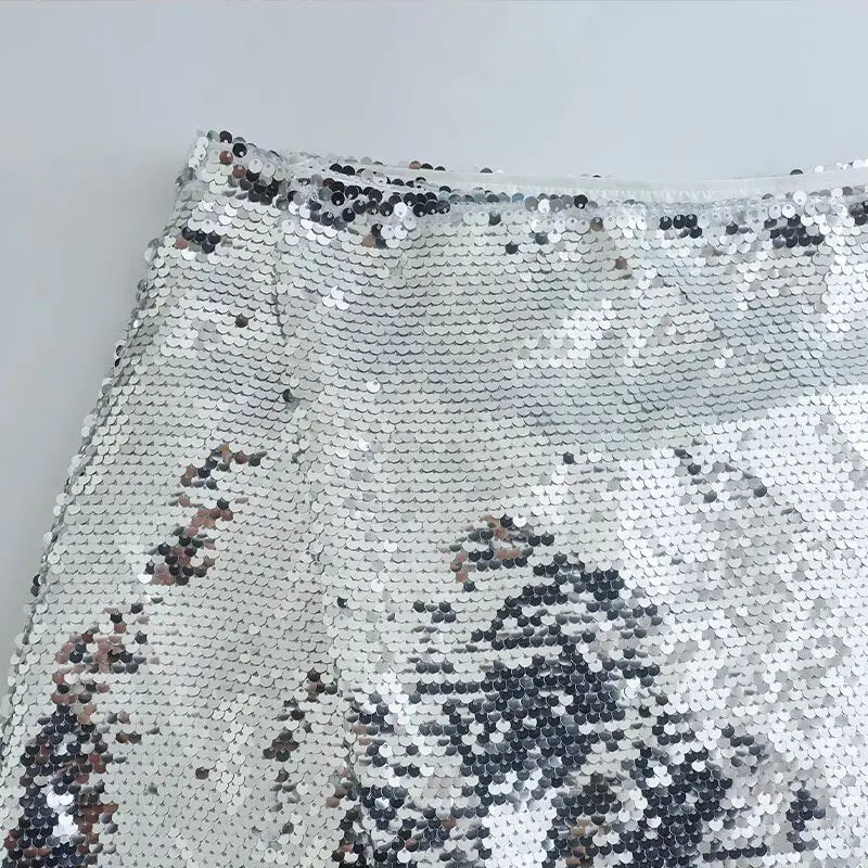 Minifalda de cintura alta con lentejuelas