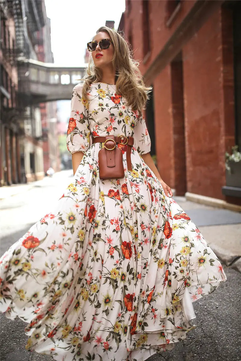 Vestido largo boho chic con estampado floral