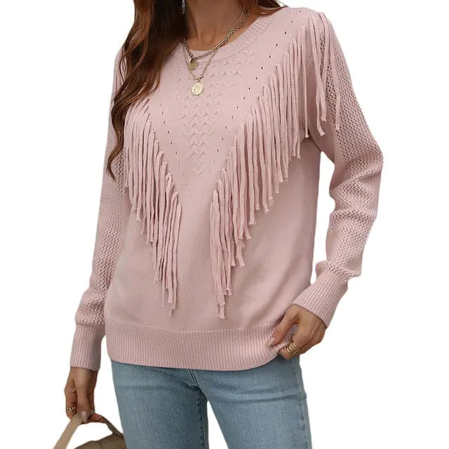 Suéteres de otoño con borlas para mujer