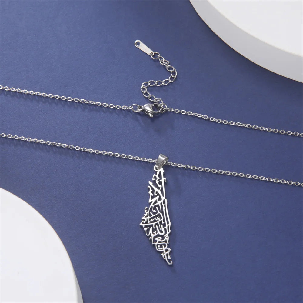 Collares unisex de acero inoxidable con mapa hueco