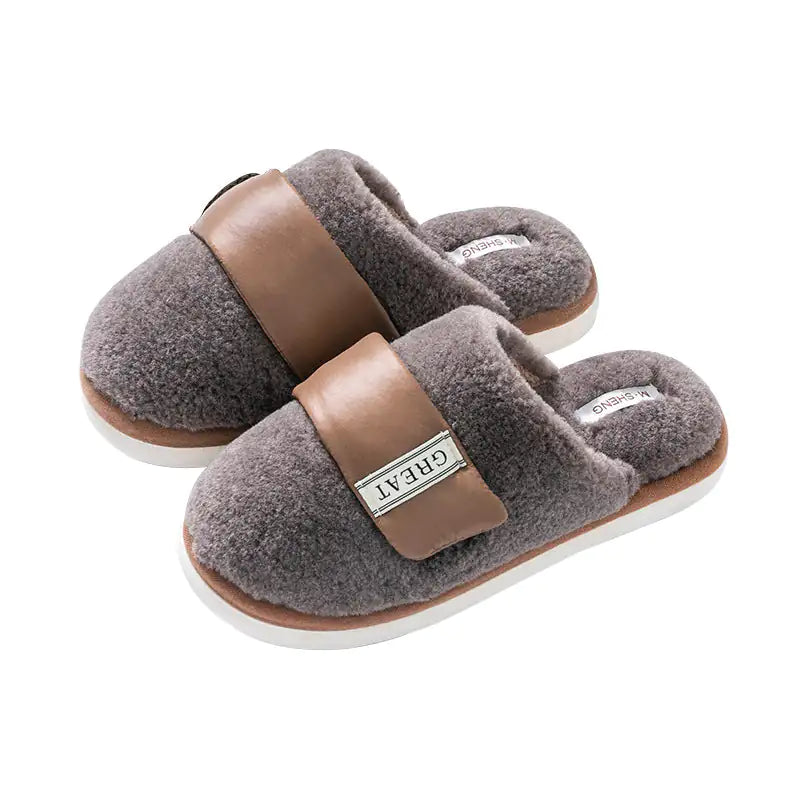Pantuflas de terciopelo para interiores de otoño e invierno, cálidas, de algodón, para dormitorio de pareja