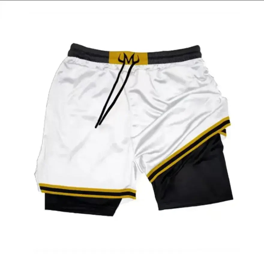 Pantalones cortos de anime de doble capa para hombre para deportes de verano