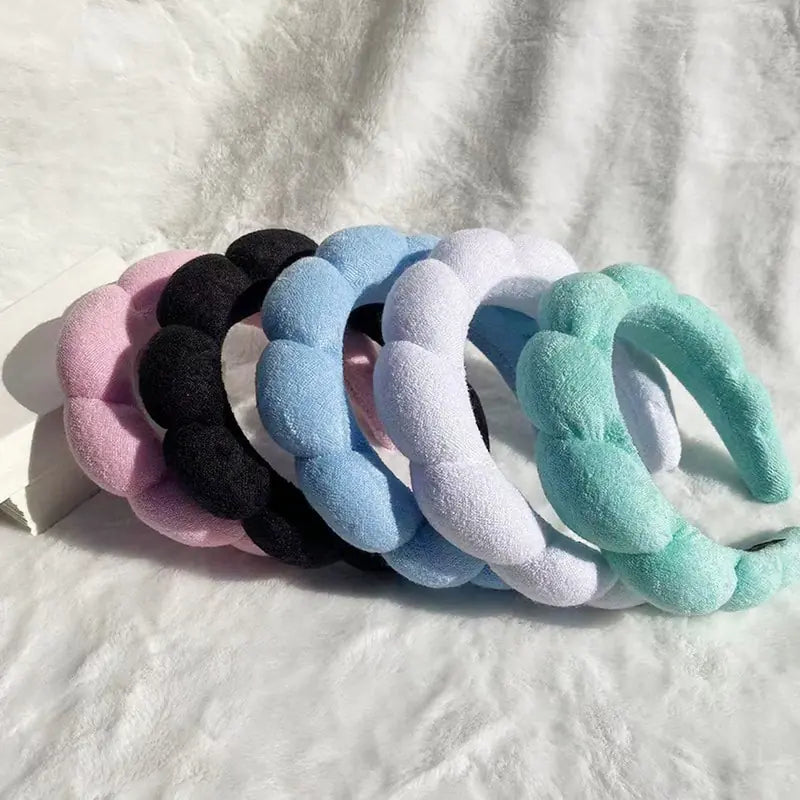 Diadema de tela de rizo con burbujas de maquillaje de spa