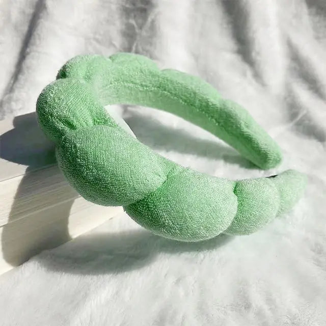 Diadema de tela de rizo con burbujas de maquillaje de spa