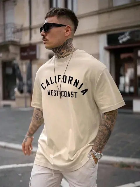 Camiseta de verano nueva moda para hombre con estampado de letras en inglés