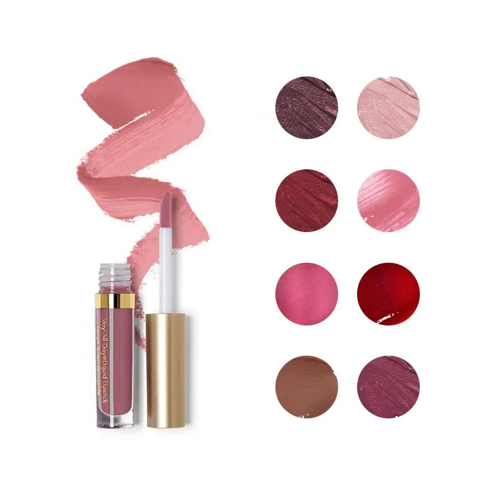 8 piezas de brillo de labios profesional, maquillaje resistente al agua, lápiz labial mate no pegajoso