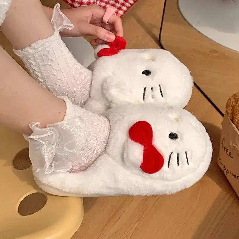 Pantuflas mullidas y esponjosas de gatito kawaii
