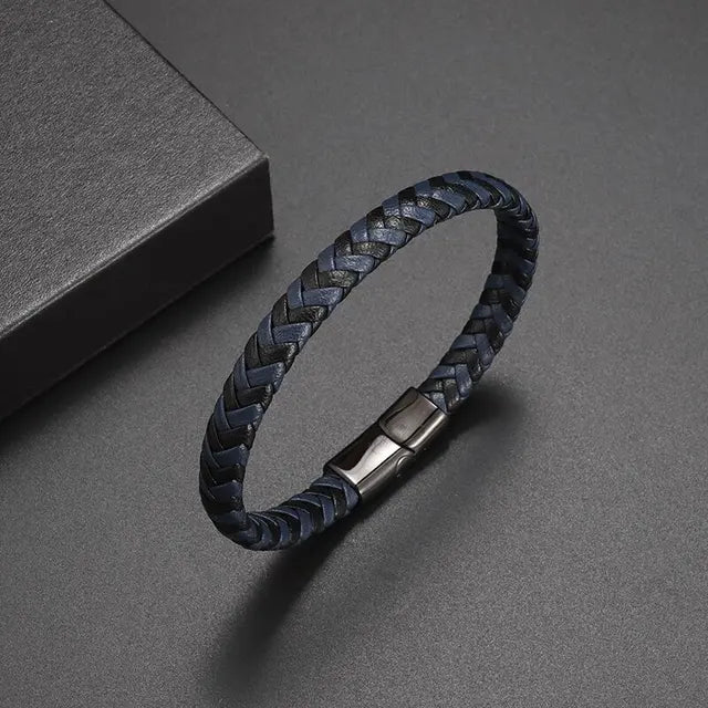 Pulsera clásica de cuero multicapa tejida a mano