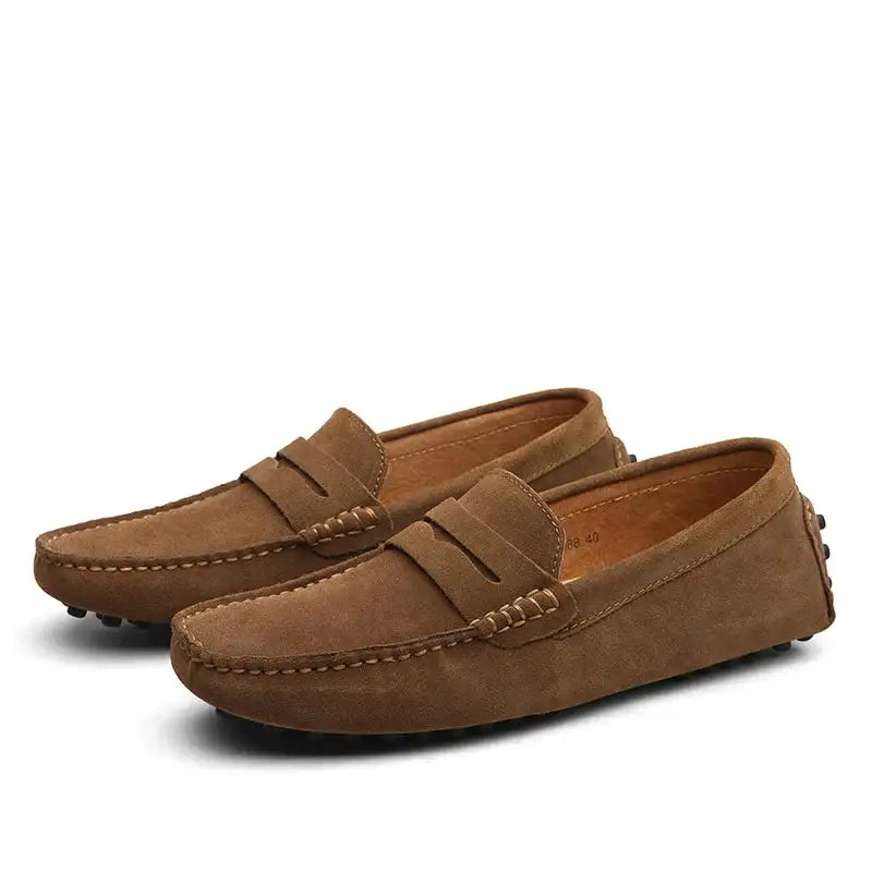 Mocasines de cuero, zapatos casuales sin cordones para conducir
