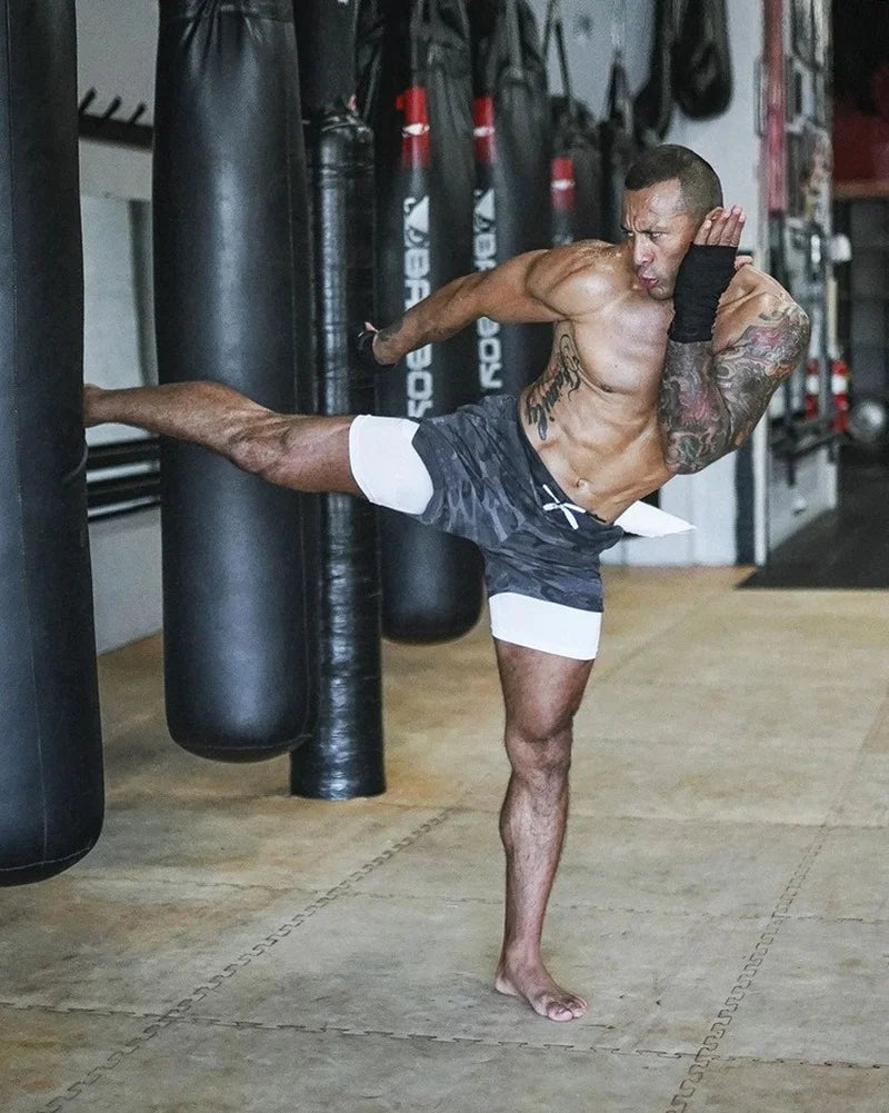 Pantalones cortos de camuflaje para correr para hombre, para deportes de gimnasio