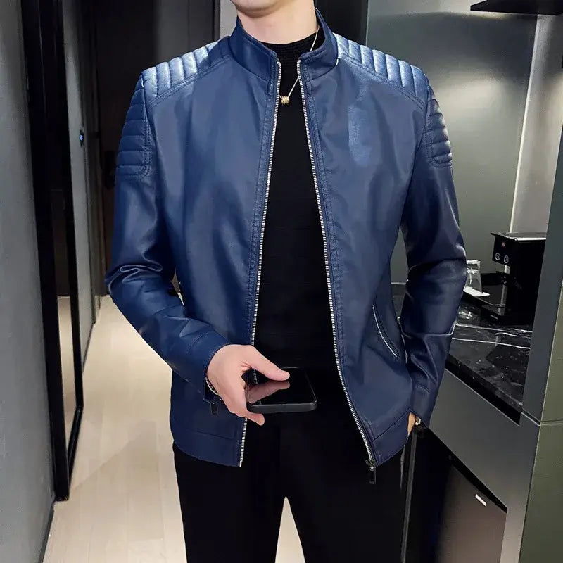 Chaqueta de cuero para moto para hombre