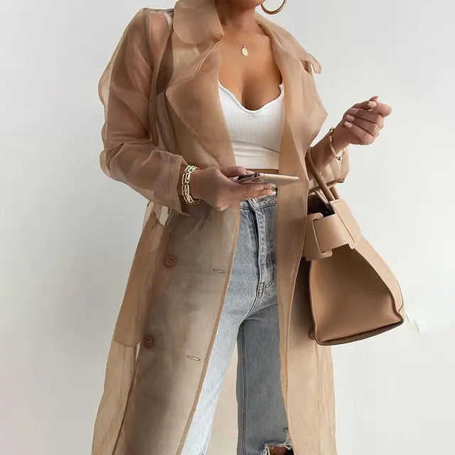 Tops transparentes para exteriores a la moda para mujer