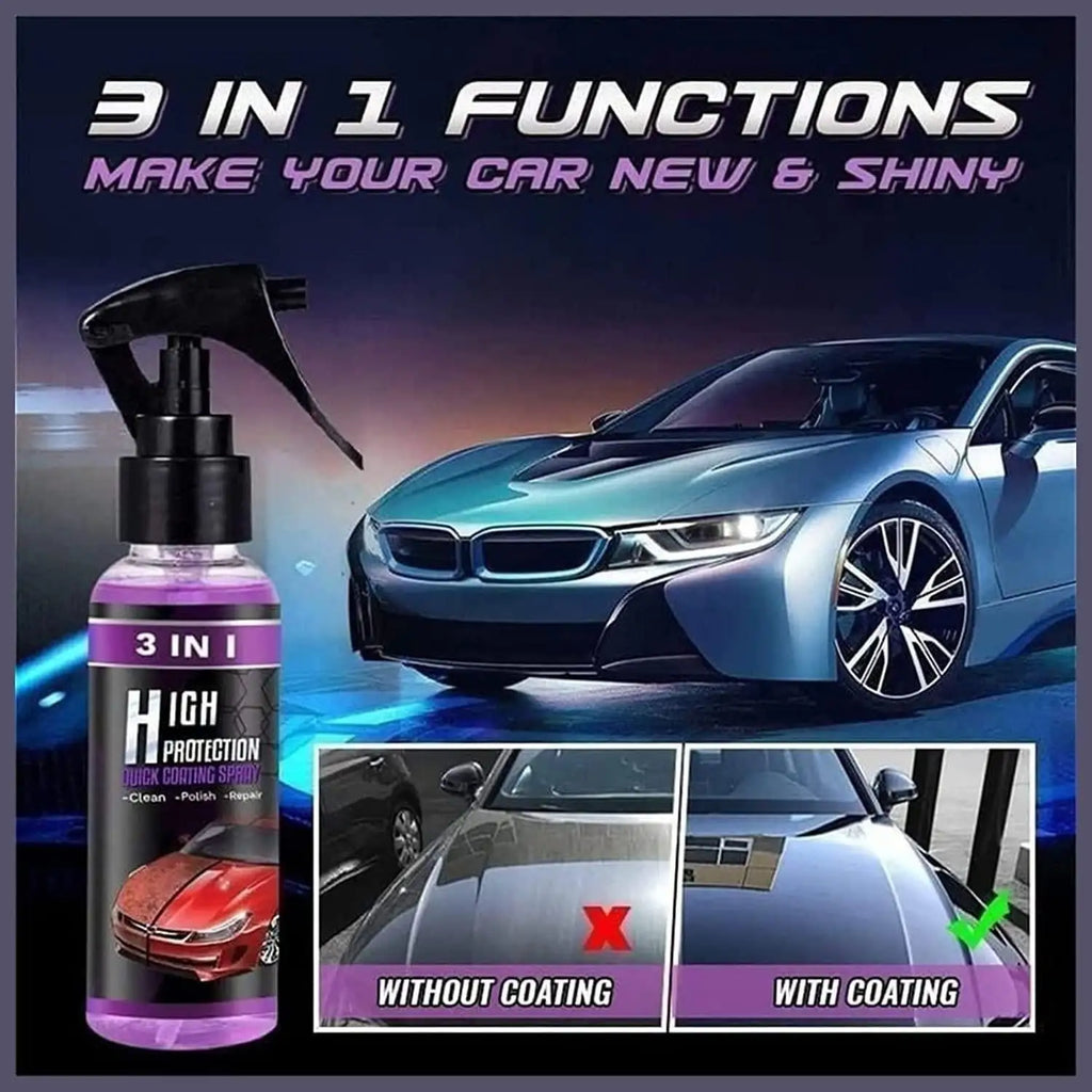 Spray abrillantador y antirayaduras para coche 3 en 1