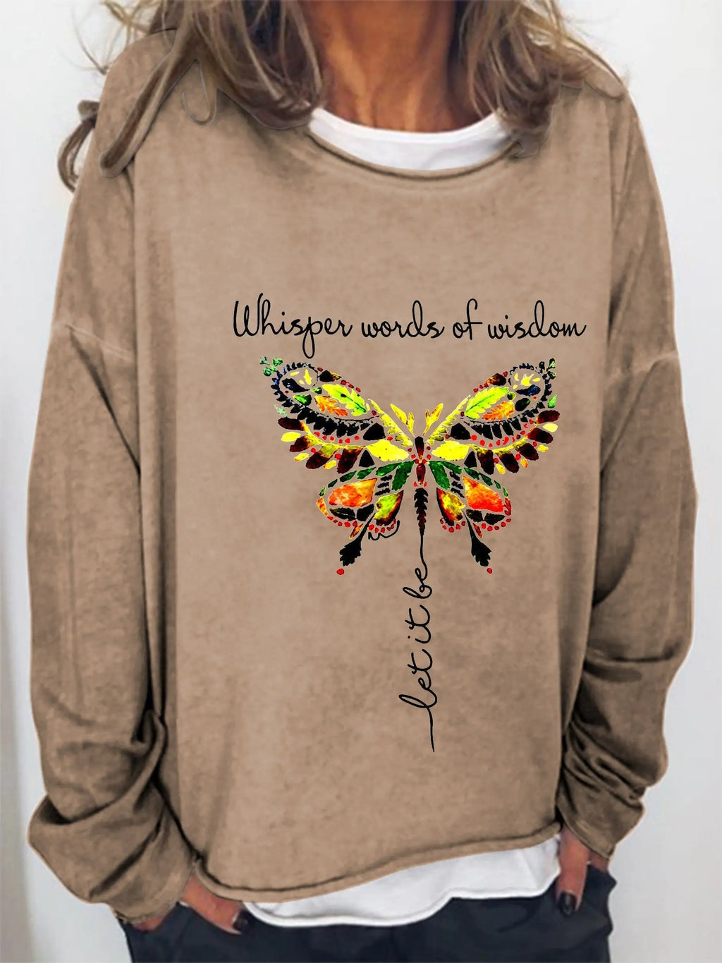 Camiseta de manga larga "Palabras de sabiduría" para mujer