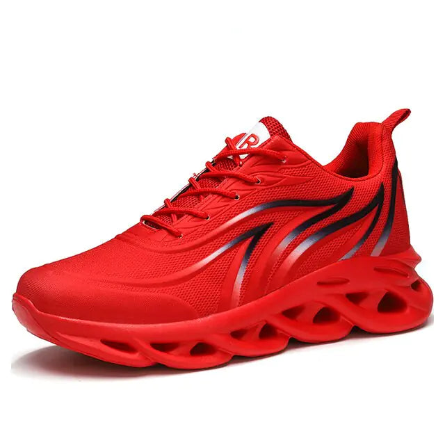 Zapatillas deportivas con estampado de llamas para hombre, zapatillas deportivas con tejido volador