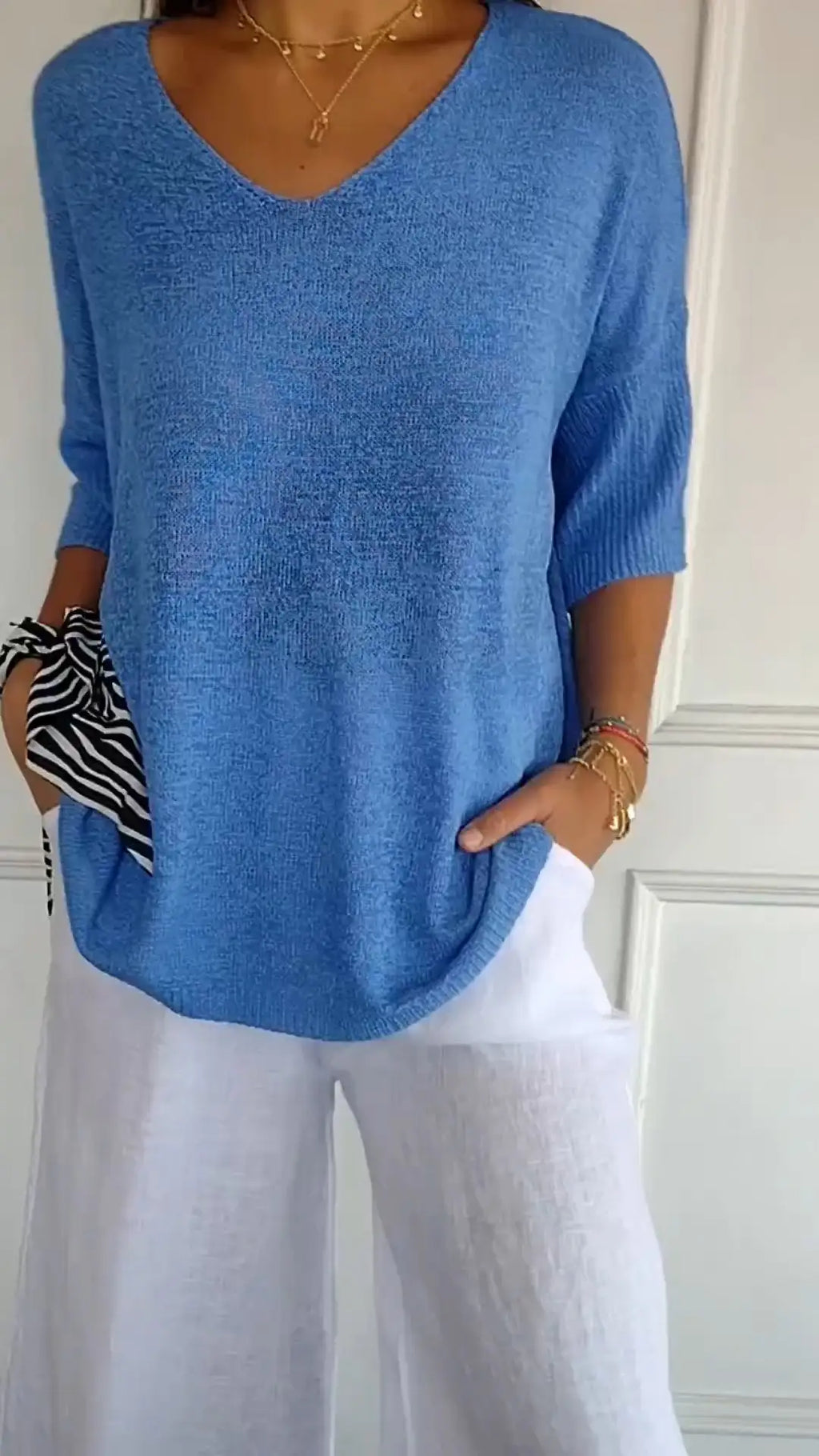Top de cuello en V de moda