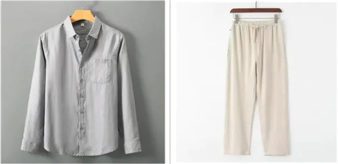 Camisa de lino con cuello alto y efecto ventilado