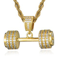 Mancuernas de gimnasio con cadena de cuerda y diamantes de imitación brillantes estilo hip hop