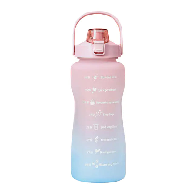 Botella de agua de gran capacidad de 2 l con pajita